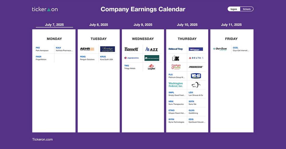 PENG, KRUS, SAR, AZZ, DAL, LEVI, PGR, CAG, PSMT, WDFC, BYRN, DNBBY | Q2 2025 Earnings Preview: July 7-11, 2025