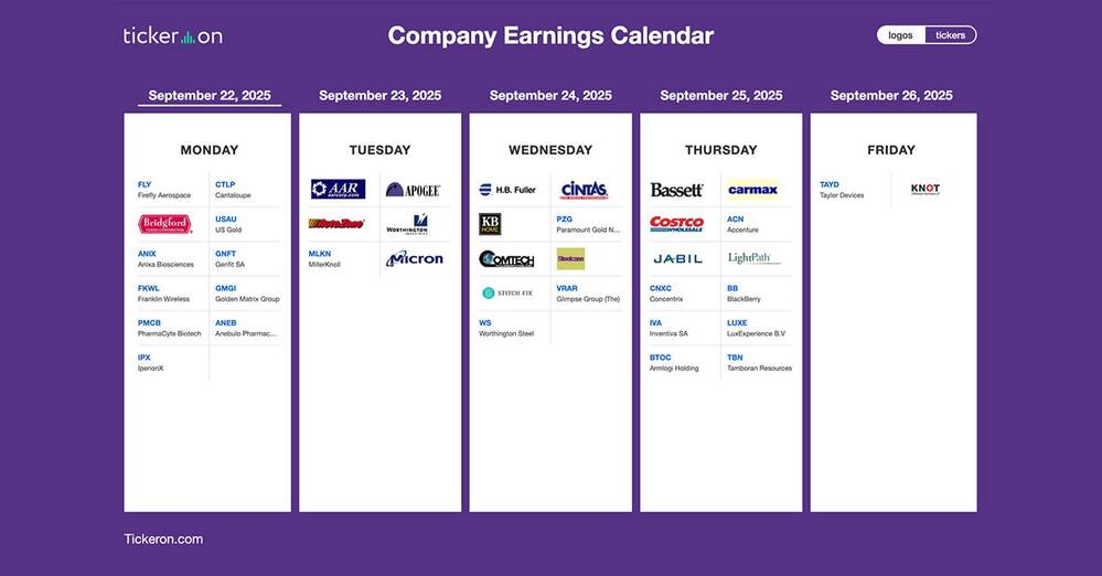 FLY, MU, AZO, AIR, CTAS, KBH, FUL, COST, ACN, JBL, KMX, CNXC | Q2 2025 Earnings Preview: September 22-25, 2025