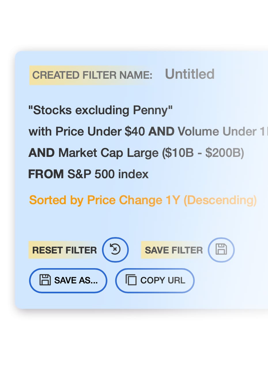  screener filter summary